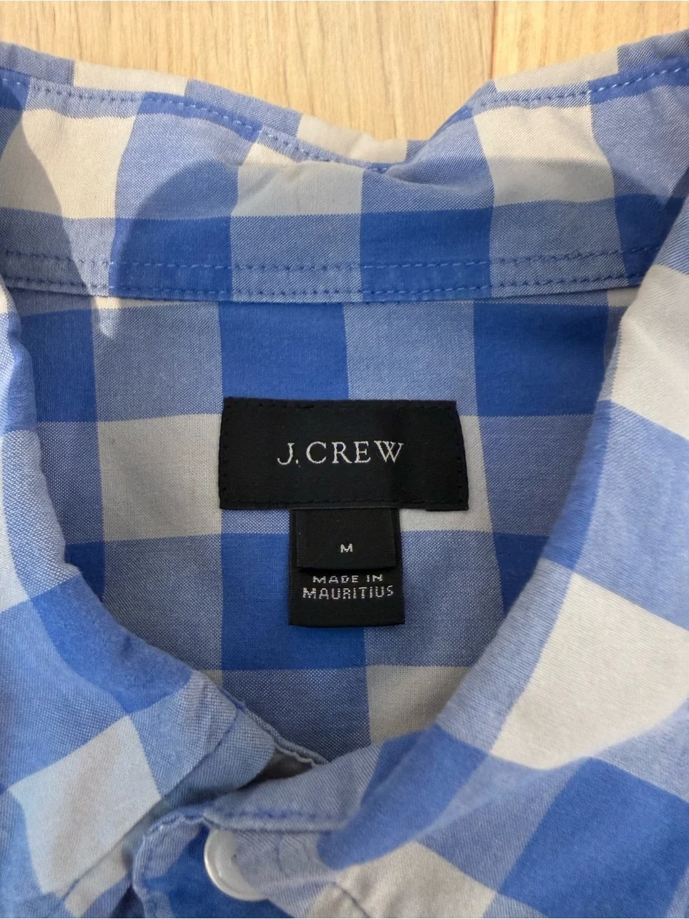 J. Crew Blue and White Gingham Button-Down Shirt
